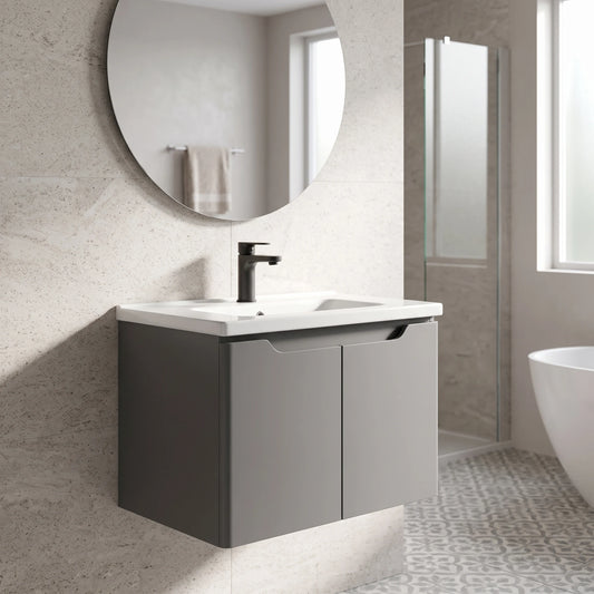 Carbon Steel Basin Cabinet Set in a room setting