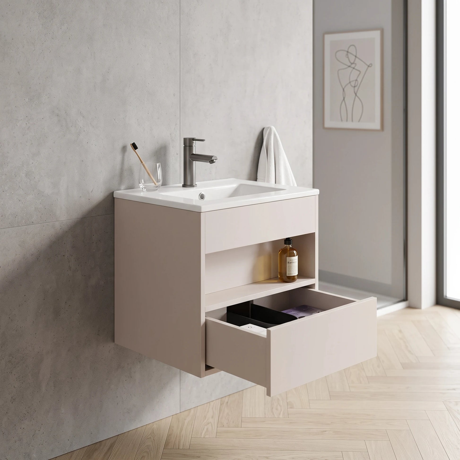 PVC Basin Cabinet Set in a room setting