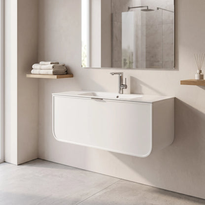 Plywood Cabinet with Artificial Stone Basin - Matt White in a room setting
