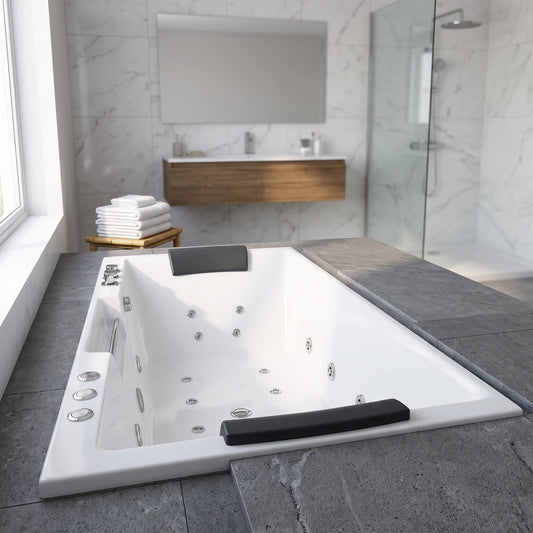 Built-In Massage Bathtub - White in a room setting