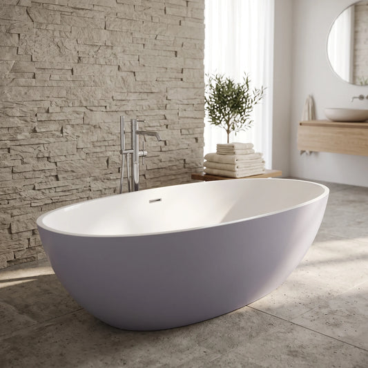 Free Standing Bathtub c/w Waste - White in a room setting
