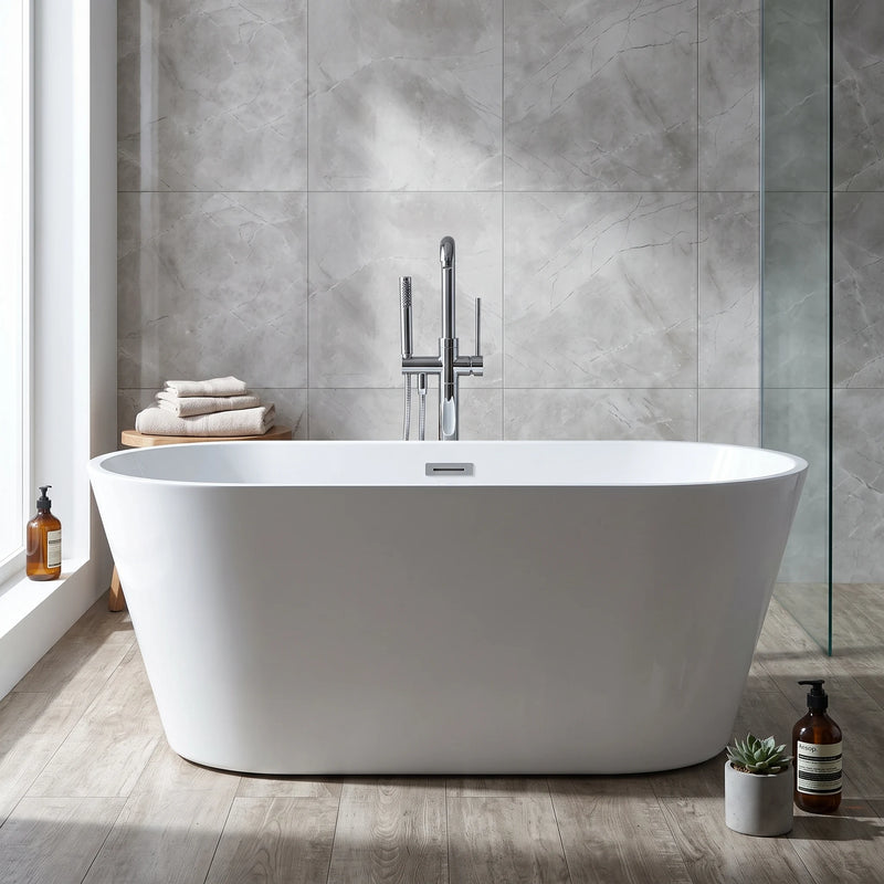 Free Standing Bathtub - White in a room setting