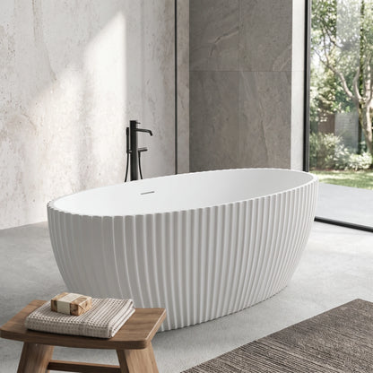 Free Standing Bathtub c/w Waste - White in a room setting