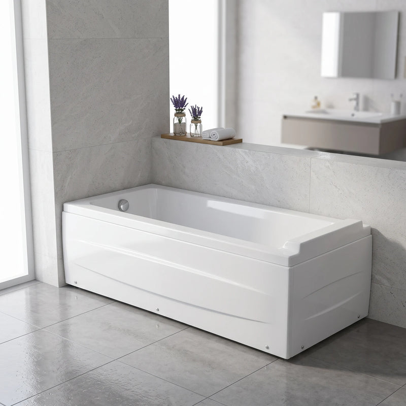 Long Bath With Panel c/w waste - Left in a room setting