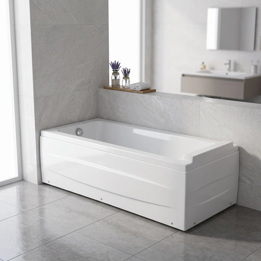 Long Bath With Panel c/w Waste - Left in a room setting