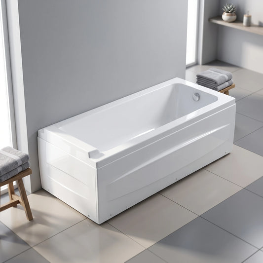 Long Bath With Panel c/w Waste - Right in a room setting
