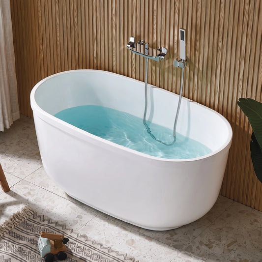 Free Standing Bathtub - White in a room setting