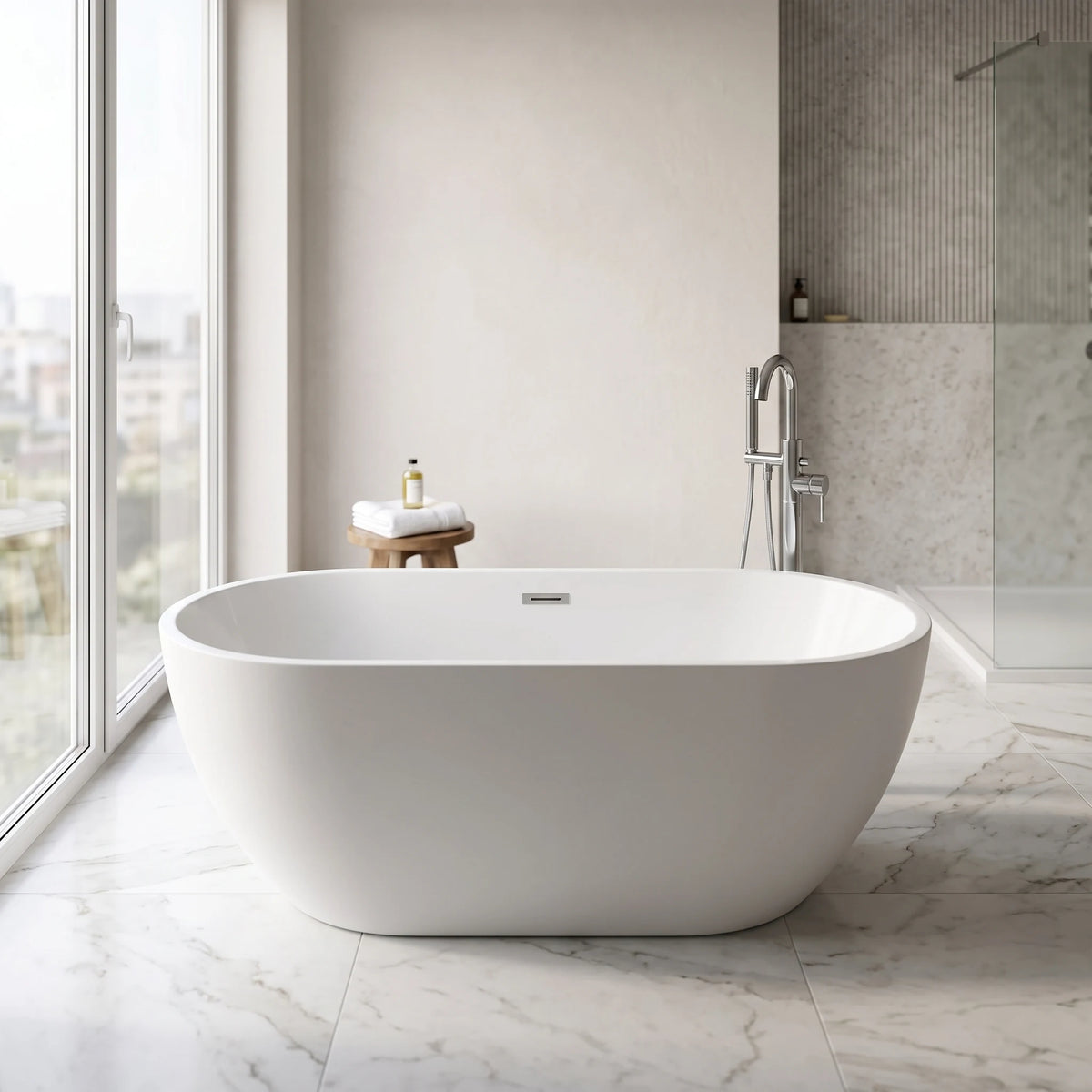 Free Standing Bathtub - White in a room setting