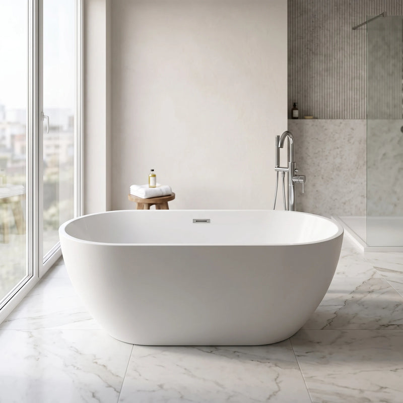 Free Standing Bathtub - White in a room setting