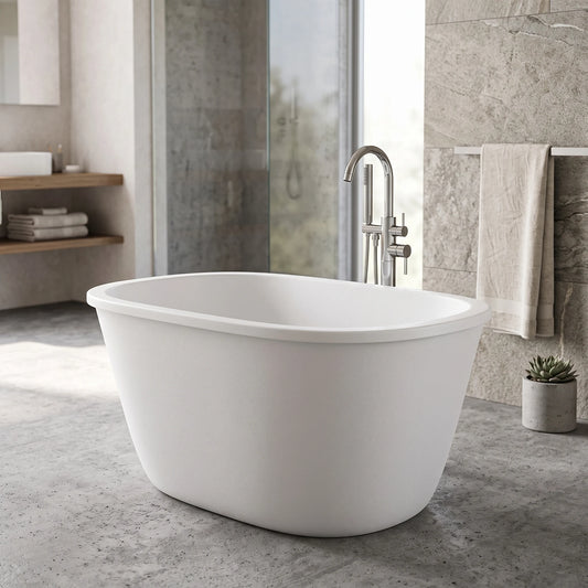 Free Standing Bathtub - White in a room setting