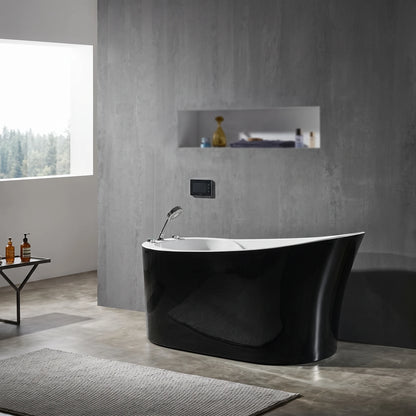 Free Standing Bathtub c/w Waste - Black and White in a room setting