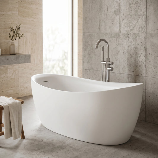 Free Standing Bathtub - White in a room setting