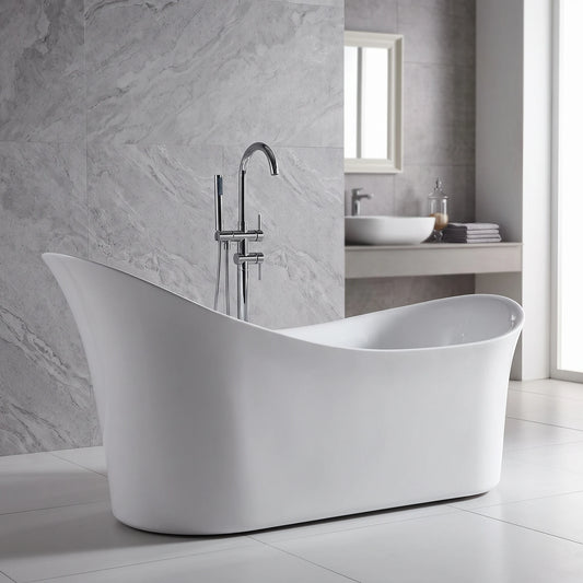 Free Standing Bathtub - White in a room setting