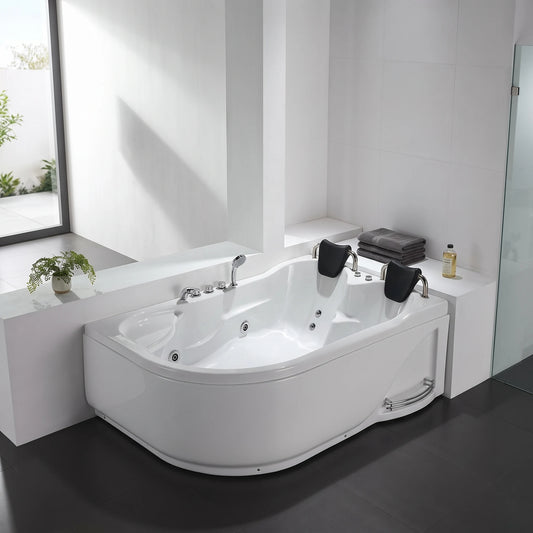 Massage Bath Tub (Left) - White in a room setting
