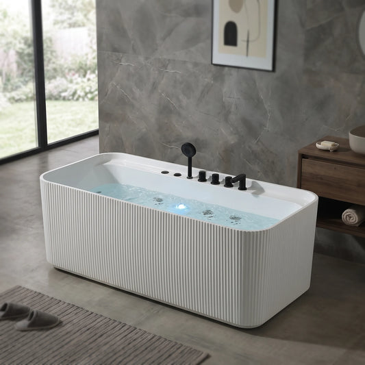Massage Bath Tub with faucet c/w 4 pcs middle jets, 8 pcs small jets and 1pc underwater light in a room setting