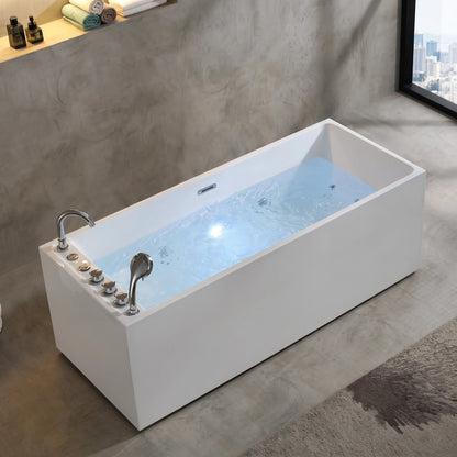 Massage Bath Tub with faucet c/w 4 pcs middle jets, 8 pcs small jets and 1pc underwater light in a room setting