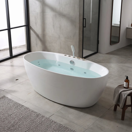 Massage Bath Tub with faucet and waste c/w 4 pcs middle jets and 8 pcs small jets in a room setting