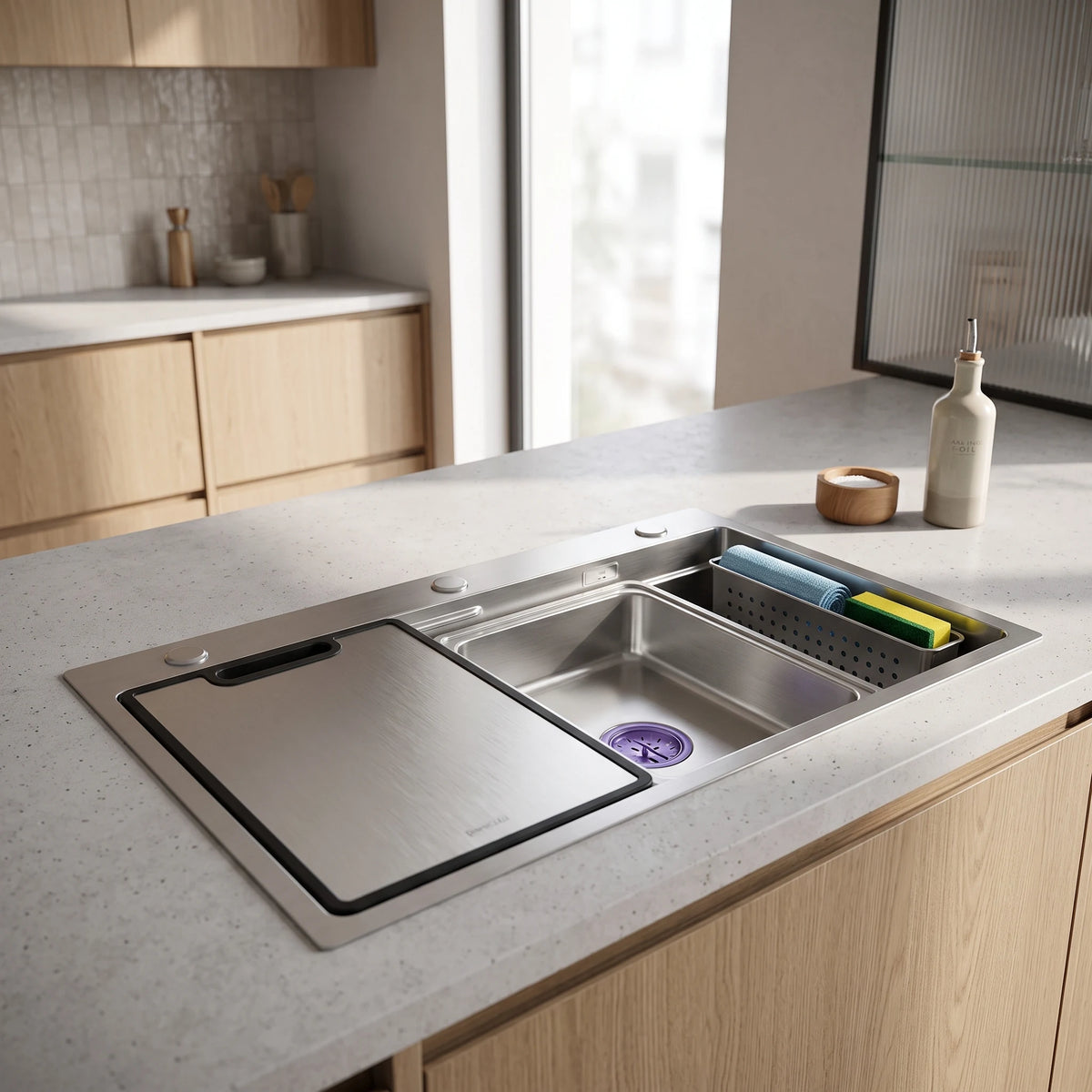 SUS304 Stainless Steel Sink - Satin in a room setting