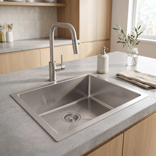 Single Bowl Sink c/w Basket in a room setting