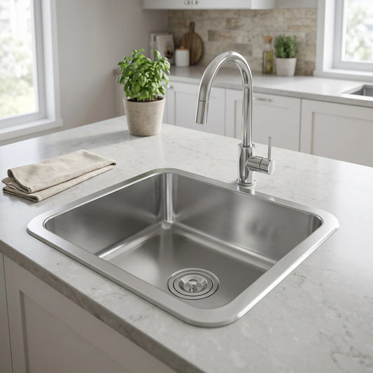 Single Bowl Sink - Satin in a room setting