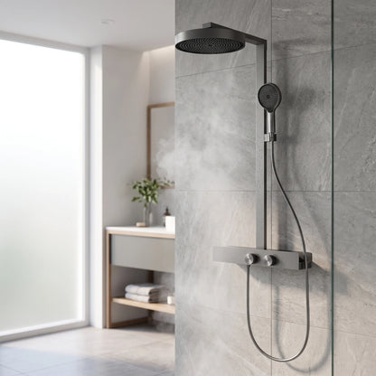SUS304 Exposed Shower Bar Set - Grey in a room setting