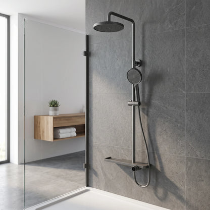 Exposed Shower Bar Set - Grey in a room setting