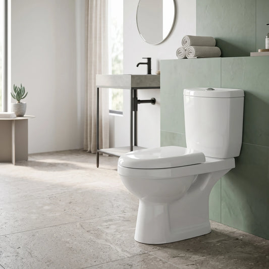 Commercial: VIXI Washdown WC Complete Set (P-180mm) - White in a room setting