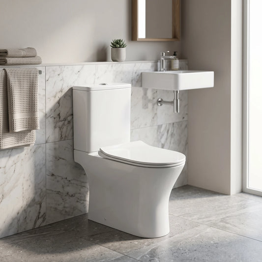 ELEXI Washdown Rimless WC Complete Set (P-180mm) - White in a room setting