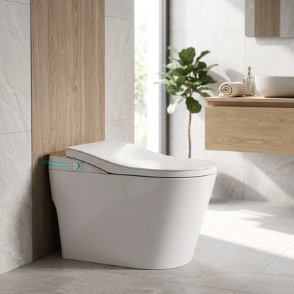 Smart Toilet Complete Set (S-250mm) c/w Tank (High Version) - Gold in a room setting