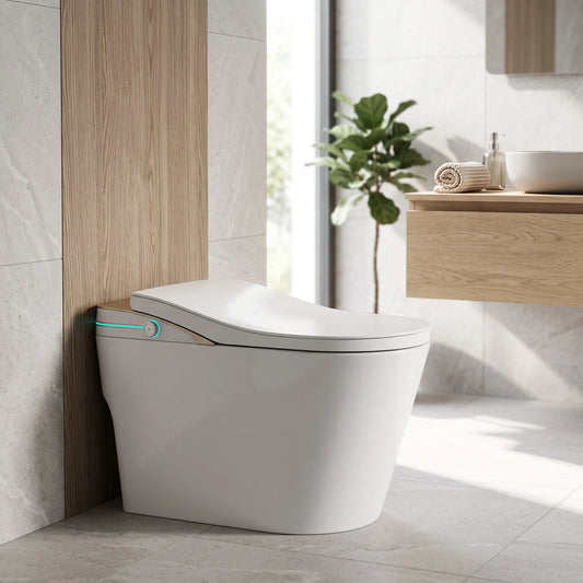 Smart Toilet Complete Set (S-250mm) c/w Tank (High Version) - Gold in a room setting