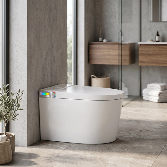 Smart Toilet Complete Set (P-180mm) c/w Tank (High Version) - White in a room setting