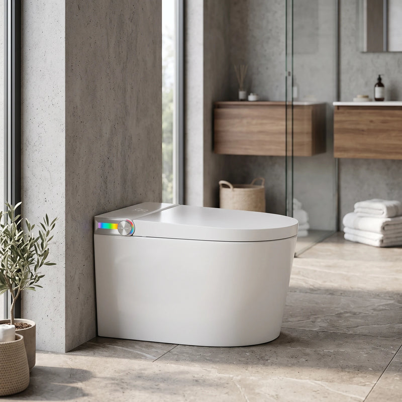 Smart Toilet Complete Set (P-180mm) c/w Tank (High Version) - White in a room setting