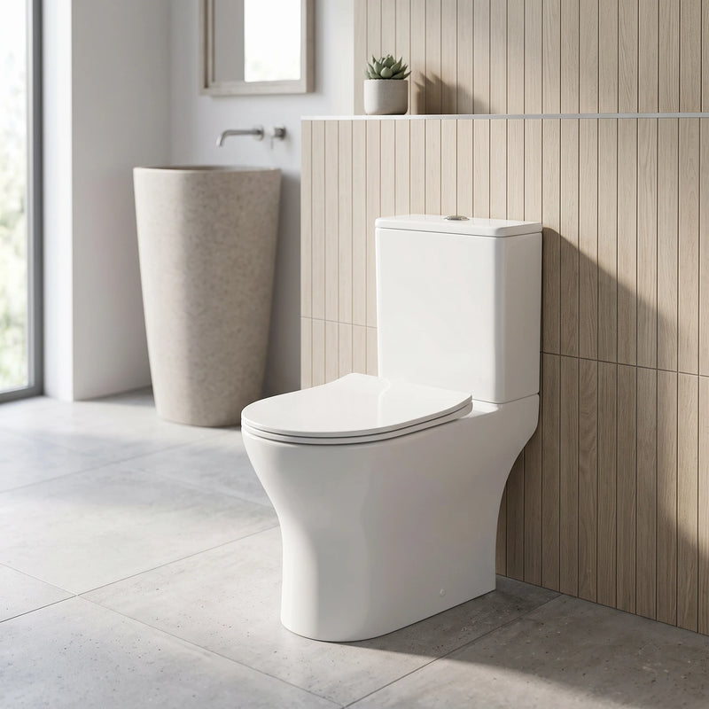 ZENORA Washdown Spinning Flush WC Complete Set c/w UF Seat Cover (S-250mm) - White in a room setting
