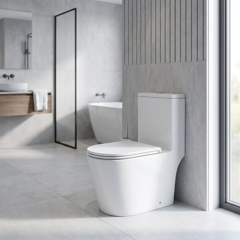 GAVELLE Washdown Spinning Flush WC Complete Set c/w UF Seat Cover (S-250mm) - White in a room setting