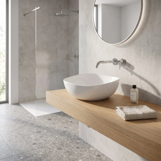 Irregular Above Counter Wash Basin - White in a room setting