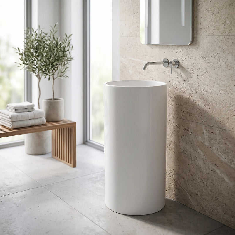 Round Free Standing Wash Basin in a room setting