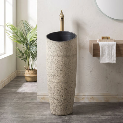 Free Standing Wash Basin - Cream Black in a room setting