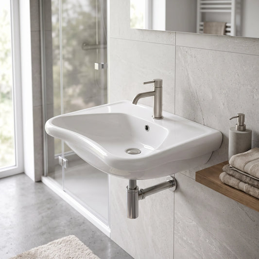 Handicap Wall Hung Basin - White in a room setting