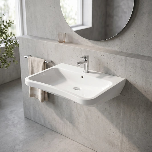 Handicap Wall Hung Basin - White in a room setting