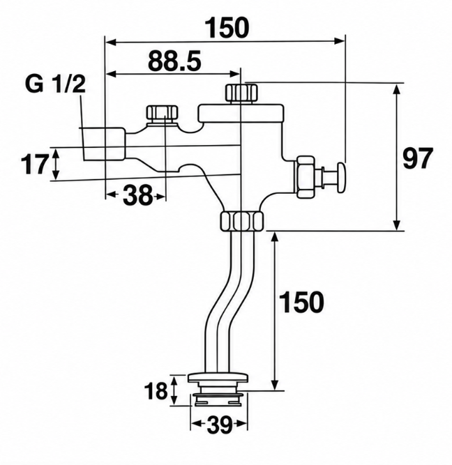 Urinal Flush Valve - Chrome