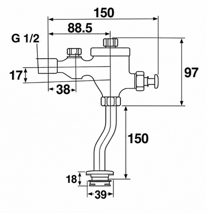 Urinal Flush Valve - Chrome