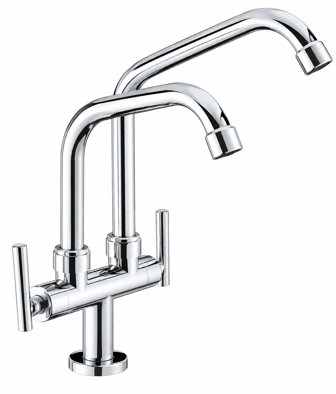Double Spout Pillar Sink Tap - Chrome