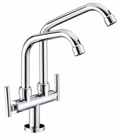 Double Spout Pillar Sink Tap - Chrome