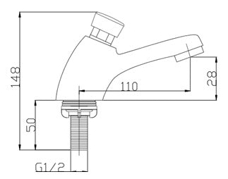Commercial: Self-Closing Basin Cold Tap - Chrome