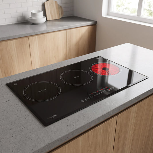 Fujioh Hybrid Hob (3 Zone) - Ceramic Glass in a room setting