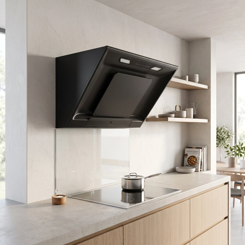 Fujioh Cooker Hood (Ventilation) - Rich Silver in a room setting