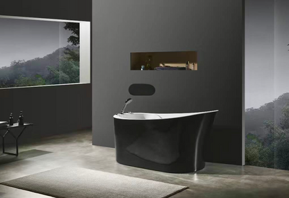 Free Standing Bathtub c/w Waste - Black and White