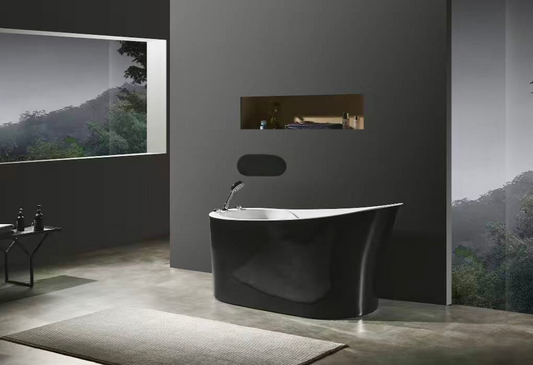 Free Standing Bathtub c/w Waste - Black and White