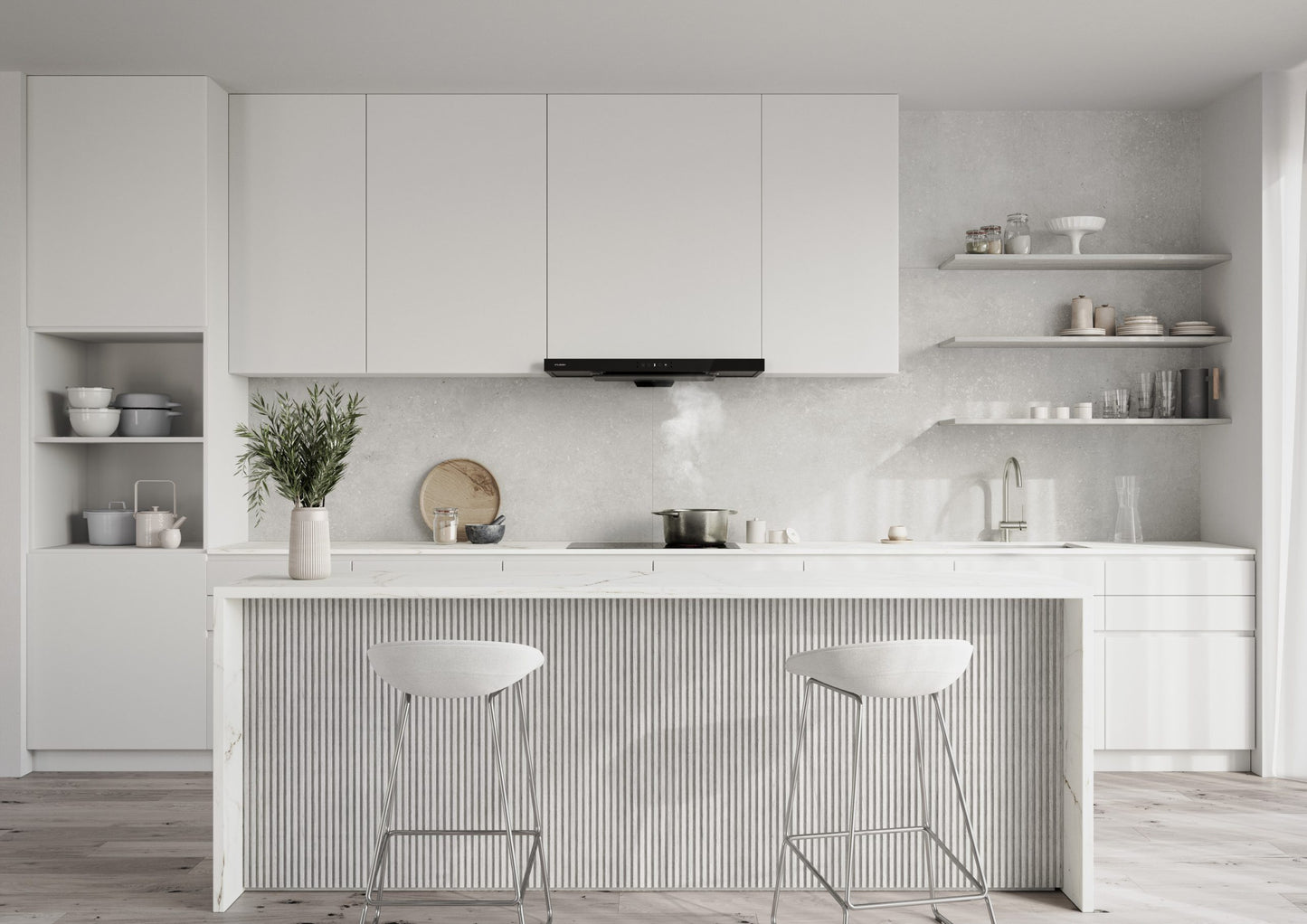 FUJIOH_Cooker Hood FR-MS2390_Black with White Colour Kitchen