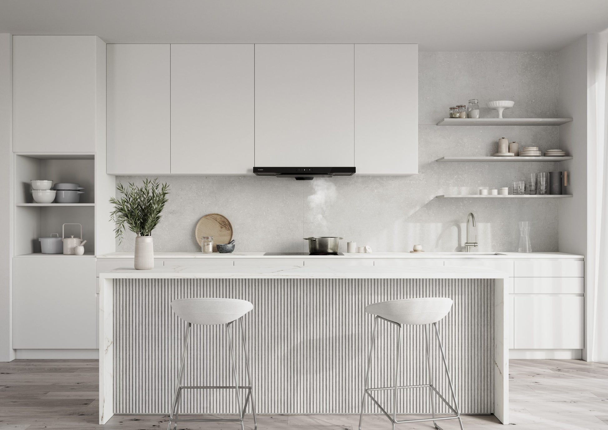 FUJIOH_Cooker Hood FR-MS2390_Black with White Colour Kitchen
